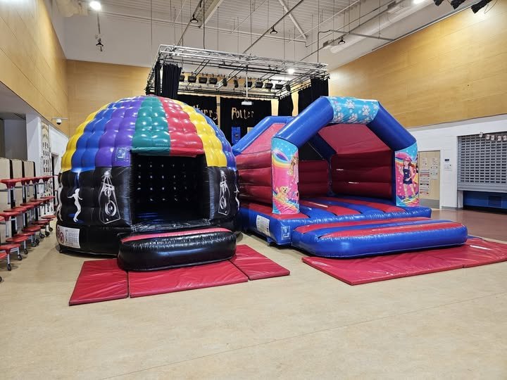 Children enjoying mobile soft play at a party